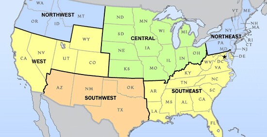 us map of regions for certified electric motor rebuilders 550 x