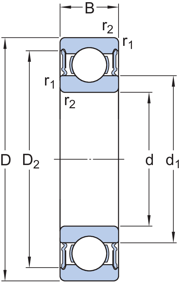 Deep Groove Ball Bearings - 6007-2RS1