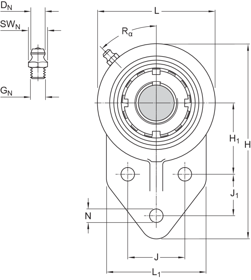 Ball bearing 3-bolt bracket flanged units - UKFB 207/H