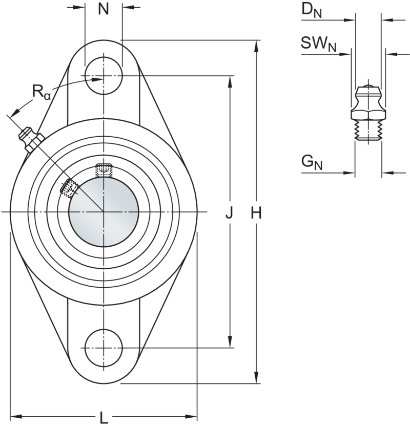 Ball Bearing Oval Flanged Units - Y/UCFL 204